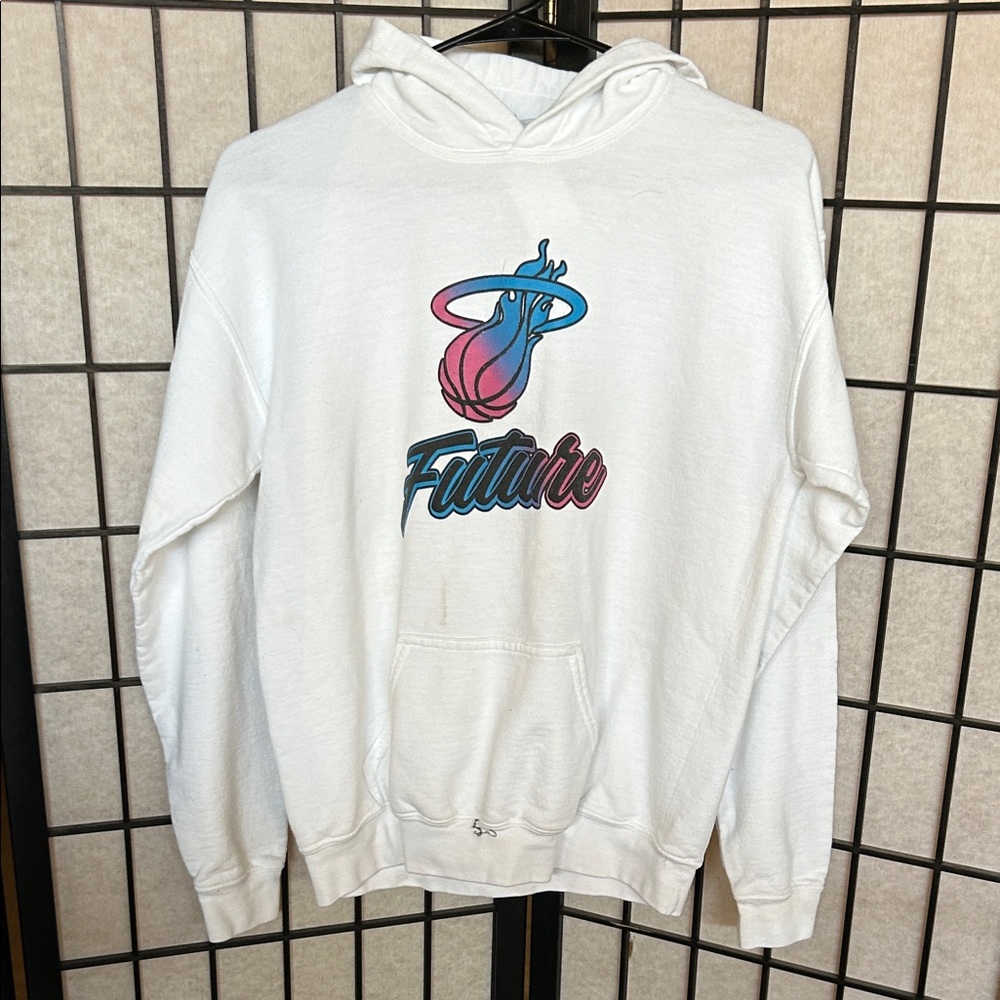 Gildan White Hoodie with Colorful Graphic